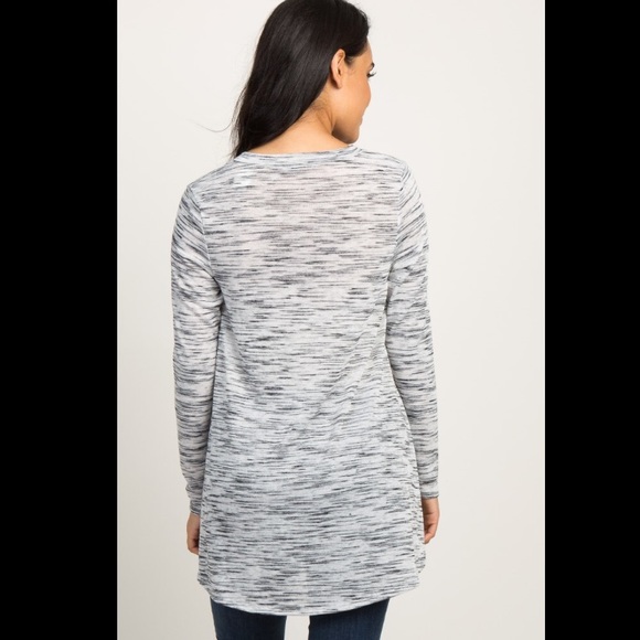 Grey Heathered V-Neck Top - Picture 6 of 8